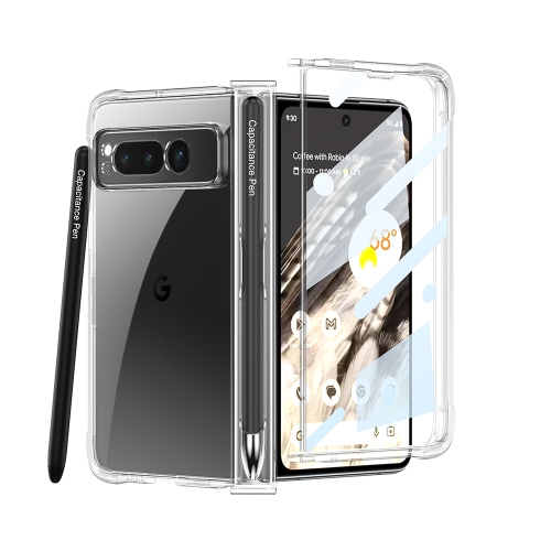 

For Google Pixel Fold GKK Airbag Hinge Shockproof Phone Case with Pen(Transparent)