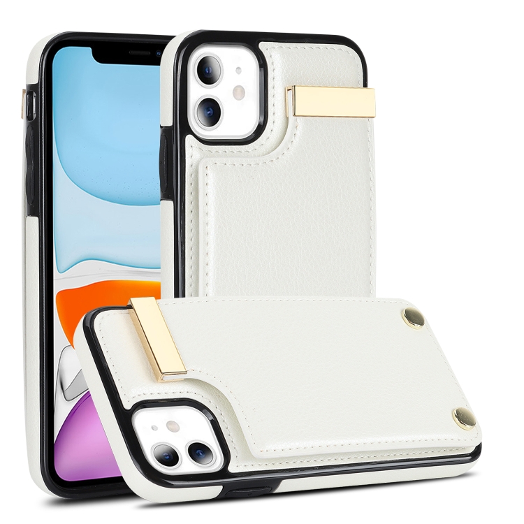 

For iPhone 11 Metal Buckle Card Slots Phone Case(White)