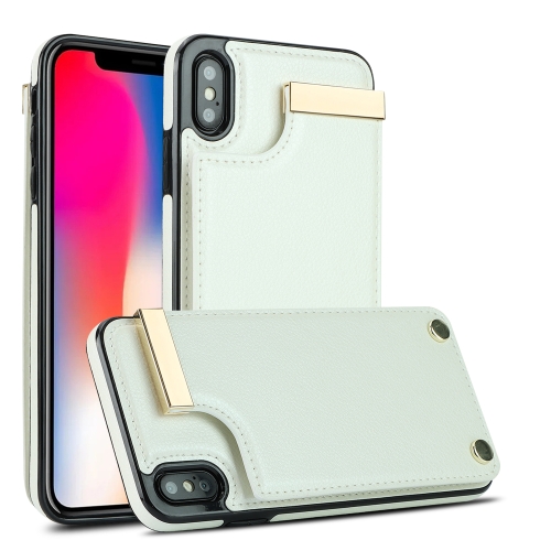 

For iPhone XS Max Metal Buckle Card Slots Phone Case(White)