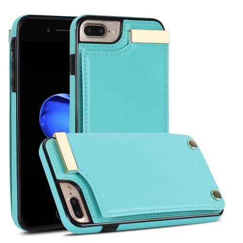 

For iPhone 8 Plus / 7 Plus Metal Buckle Card Slots Phone Case(Green)