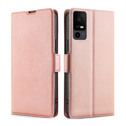 

For TCL 40 XE 5G / 40X 5G T601D Ultra-thin Voltage Side Buckle Horizontal Flip Leather Phone Case(Rose Gold)