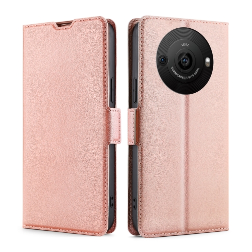 

For Sharp Aquos R8 Pro SH-51D Ultra-thin Voltage Side Buckle Horizontal Flip Leather Phone Case(Rose Gold)