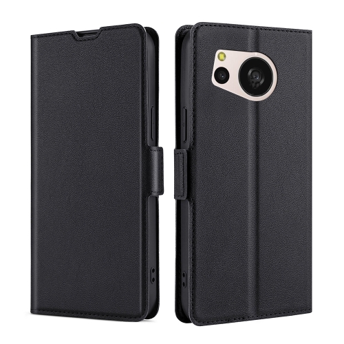 

For Sharp Aquos Sense 8 Ultra-thin Voltage Side Buckle Horizontal Flip Leather Phone Case(Black)