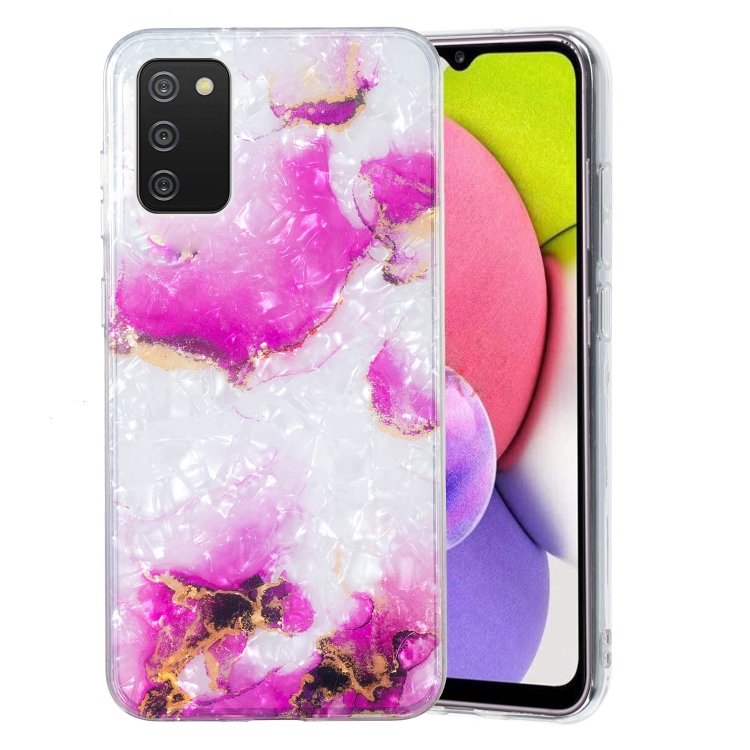 

For Samsung Galaxy A03s EU Version IMD Shell Pattern TPU Phone Case(Red Marble)