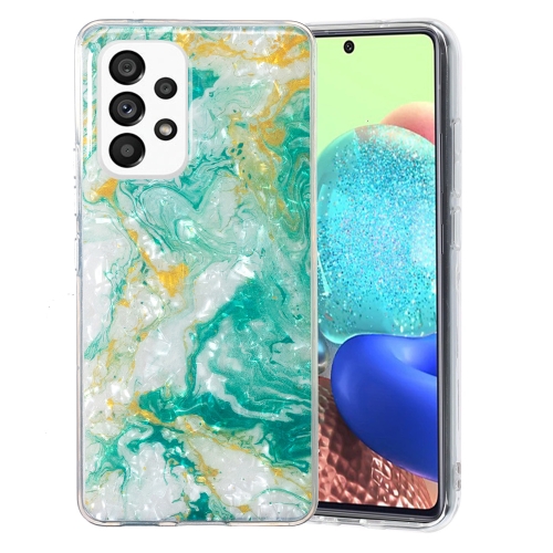 

For Samsung Galaxy A32 5G IMD Shell Pattern TPU Phone Case(Green Marble)
