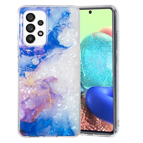 

For Samsung Galaxy A32 5G IMD Shell Pattern TPU Phone Case(Sky Blue Purple Marble)