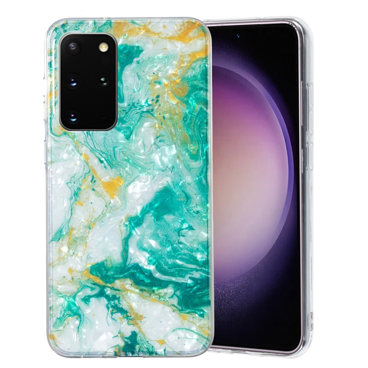 

For Samsung Galaxy S20+ IMD Shell Pattern TPU Phone Case(Green Marble)