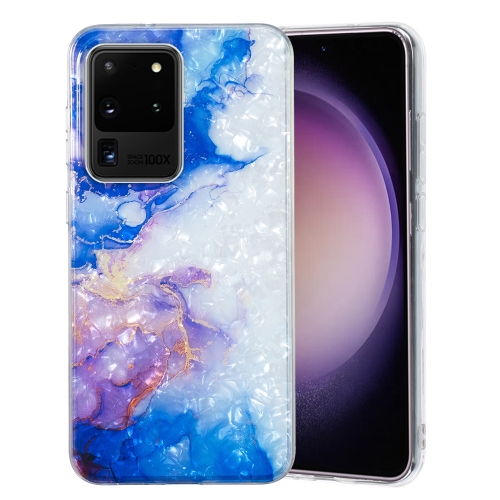 

For Samsung Galaxy S20 Ultra IMD Shell Pattern TPU Phone Case(Sky Blue Purple Marble)