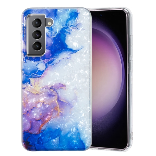 

For Samsung Galaxy S21 FE 5G IMD Shell Pattern TPU Phone Case(Sky Blue Purple Marble)