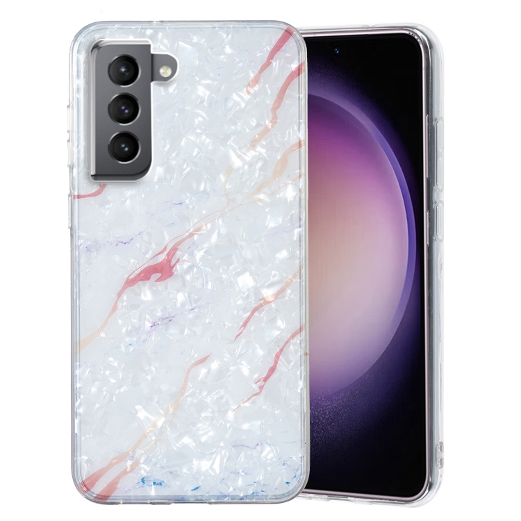 

For Samsung Galaxy S22+ 5G IMD Shell Pattern TPU Phone Case(White Marble)