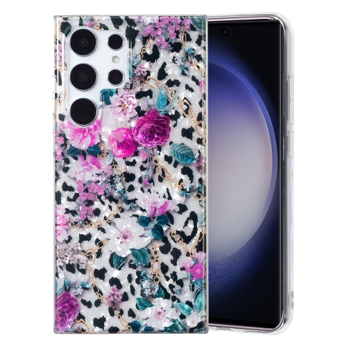 

For Samsung Galaxy S22 Ultra 5G IMD Shell Pattern TPU Phone Case(Leopard Flower)