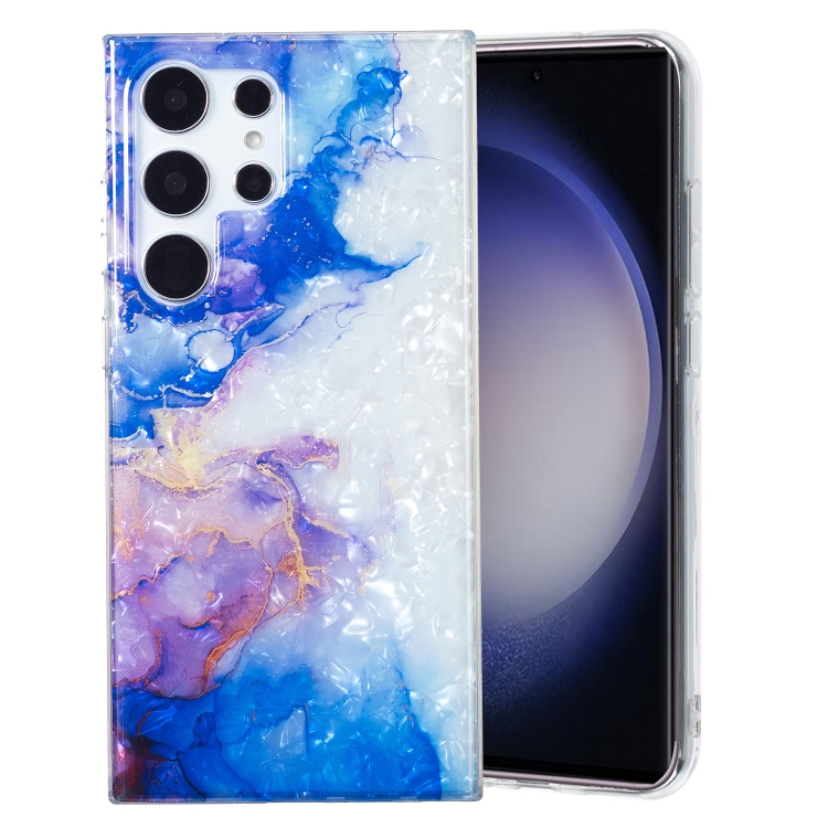 

For Samsung Galaxy S22 Ultra 5G IMD Shell Pattern TPU Phone Case(Sky Blue Purple Marble)