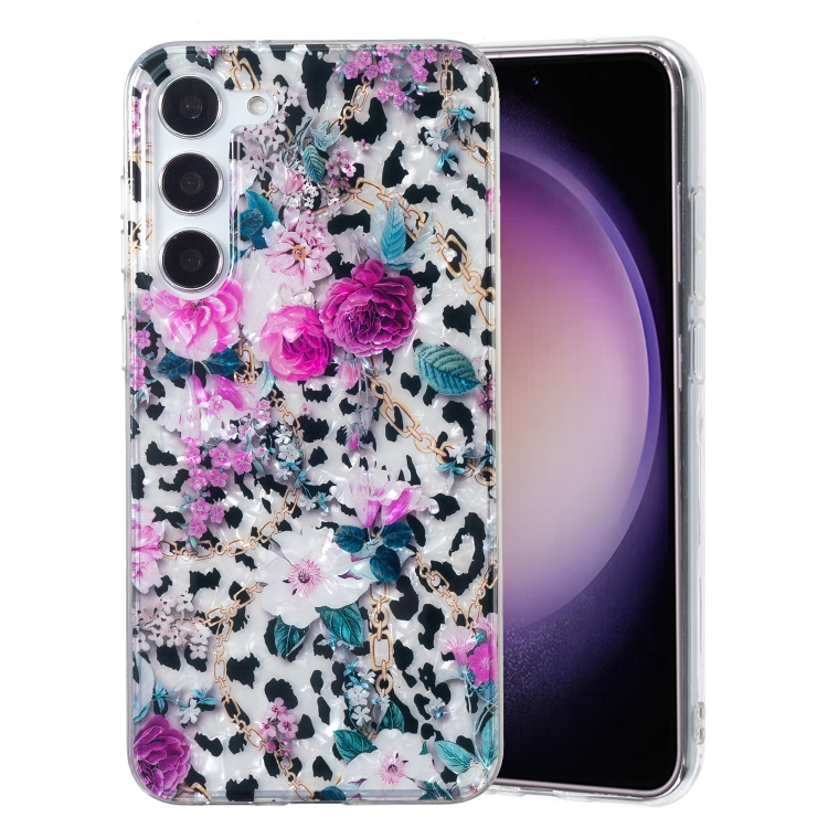 

For Samsung Galaxy S23+ 5G IMD Shell Pattern TPU Phone Case(Leopard Flower)