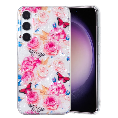For Samsung Galaxy S23+ 5G IMD Shell Pattern TPU Phone Case(Butterfly Flower) for samsung galaxy s23 5g shell pattern tpu protective phone case white