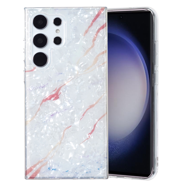 

For Samsung Galaxy S23 Ultra 5G IMD Shell Pattern TPU Phone Case(White Marble)