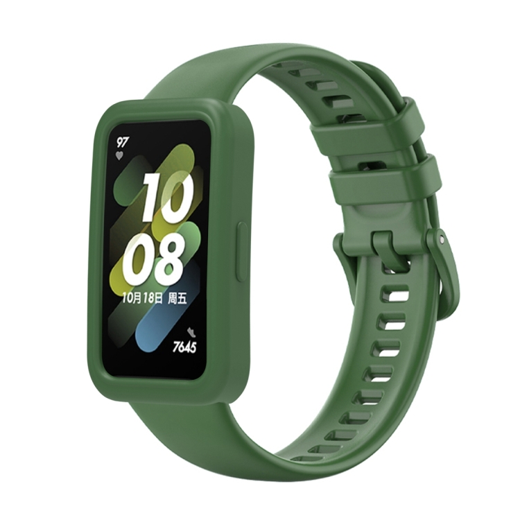 

For Huawei Band 8 Silicone Protective Case + Silicone Watch Band Kit(Green)