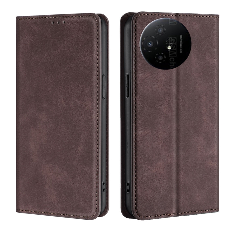 

For TCL 50 XL Skin Feel Magnetic Leather Phone Case(Dark Brown)