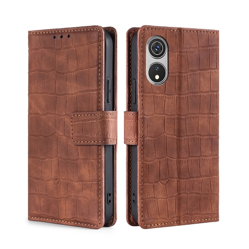 

For CUBOT P60 Skin Feel Crocodile Magnetic Clasp Leather Phone Case(Brown)