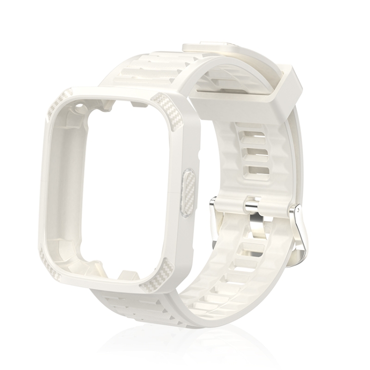 

For Redmi Watch 3 Carbon Fiber Texture Integrated Silicone Watch Band(White)