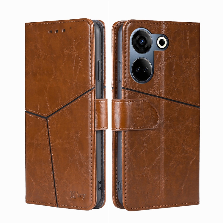 

For Tecno Camon 20 Pro 4G Geometric Stitching Leather Phone Case(Light Brown)
