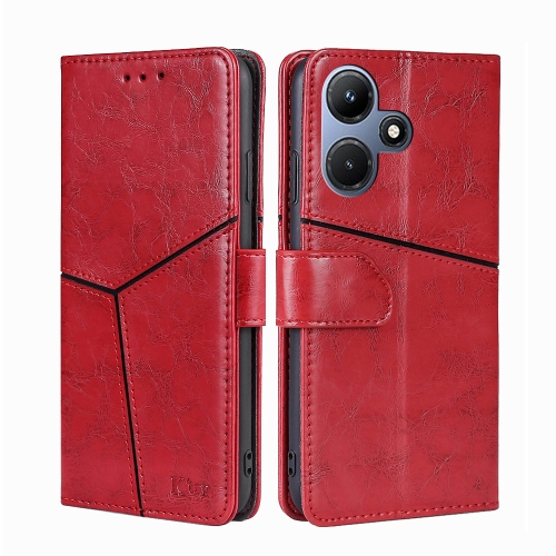 

For Infinix Hot 30i 4G Geometric Stitching Leather Phone Case(Red)