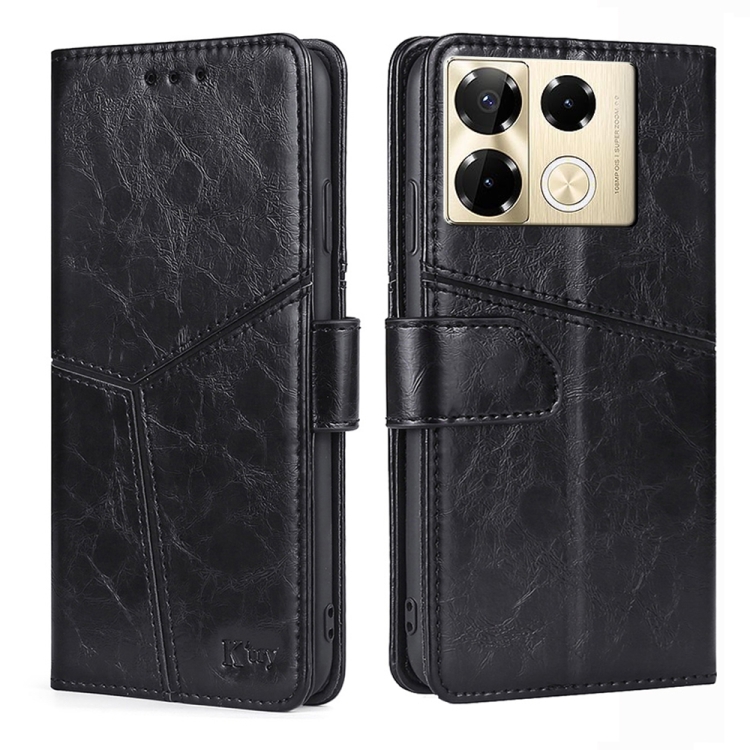 

For Infinix Note 40 Pro 4G Geometric Stitching Leather Phone Case(Black)