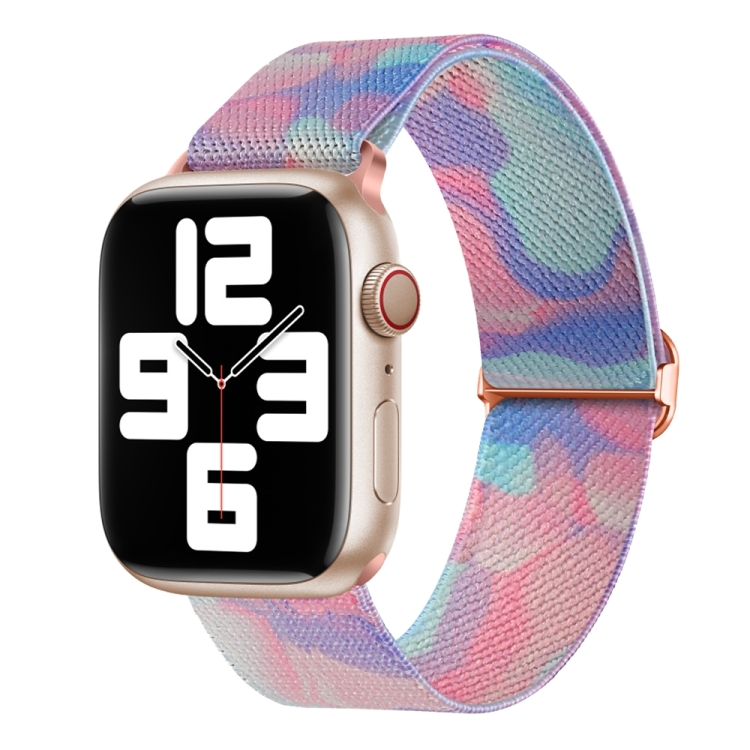 

For Apple Watch 8 45mm Painted Pattern Nylon Replacement Watch Band(Water Fluid)