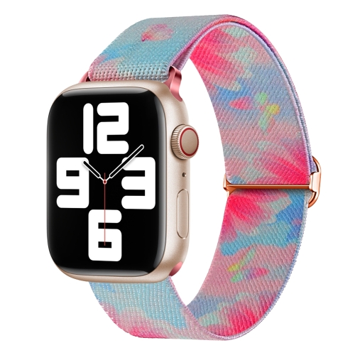 

For Apple Watch SE 2022 40mm Painted Pattern Nylon Replacement Watch Band(Flower Butterfly)