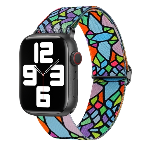 

For Apple Watch 6 40mm Painted Pattern Nylon Replacement Watch Band(Geometric Rainbow)