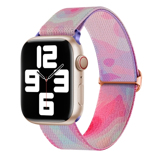 

For Apple Watch 6 44mm Painted Pattern Nylon Replacement Watch Band(Ladder Purple Blue)