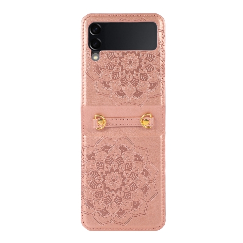 

For Samsung Galaxy Z Flip5 Mandala Embossing Fold Leather Phone Case(Rose Gold)