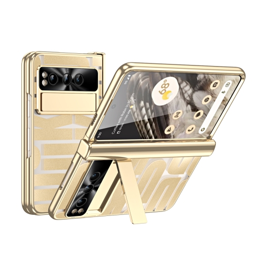 

For Google Pixel Fold Integrated Electroplating Folding Phone Case with Pen Slot & Hinge(Gold)