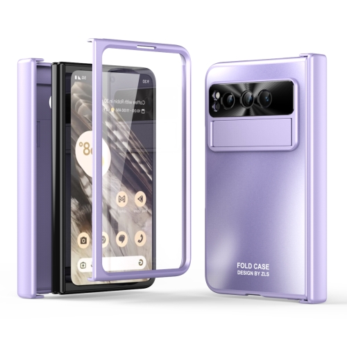 

For Google Pixel Fold Integrated Electroplating Folding All-inclusive Phone Case with Hinge(Purple)