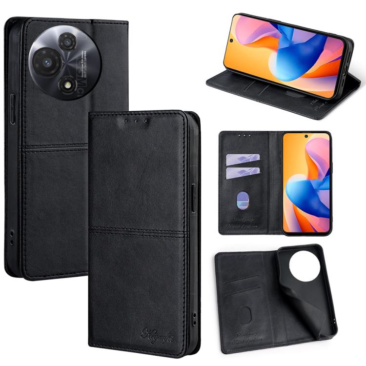 

For TCL 60R 5G Cow Texture Magnetic Leather Phone Case(Black)