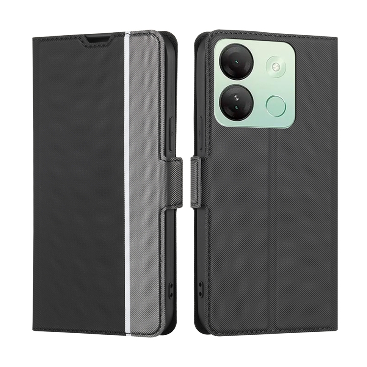 

For Infinix Smart 7 HD Twill Texture Side Button Leather Phone Case(Black)