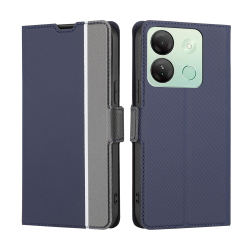 

For Infinix Smart 7 HD Twill Texture Side Button Leather Phone Case(Blue)