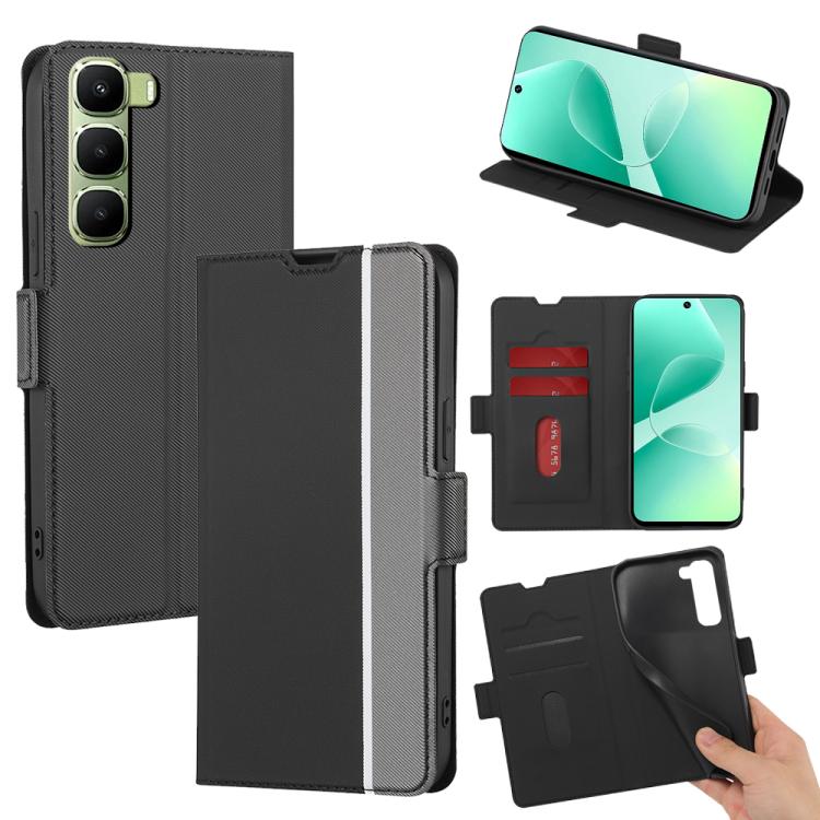 

For Infinix Hot 60 5G Twill Texture Side Button Leather Phone Case(Black)