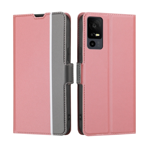 

For TCL 40 XE 5G / 40X 5G T601D Twill Texture Side Button Leather Phone Case(Pink)