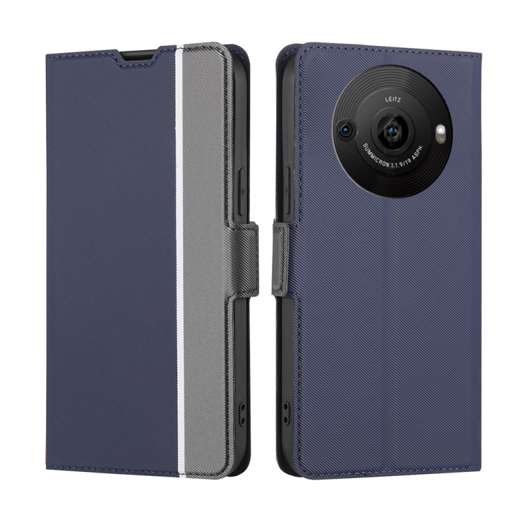 

For Sharp Aquos R8 Pro SH-51 Twill Texture Side Button Leather Phone Case(Blue)