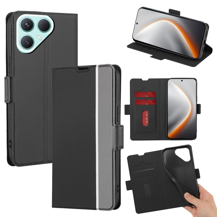 

For Tecno Pova 7 Pro Twill Texture Side Button Leather Phone Case(Black)