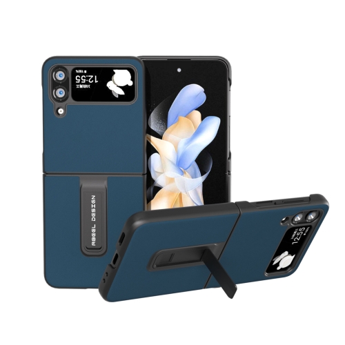 

For Samsung Galaxy Z Flip4 Genuine Silky Soft Black Edge Phone Case with Holder(Blue)