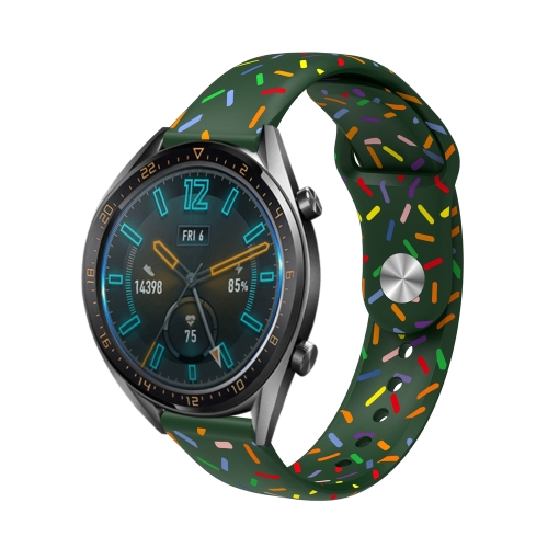 

20mm Universal Reverse Buckle Colorful Oval Dot Pattern Silicone Watch Band(Dark Green)