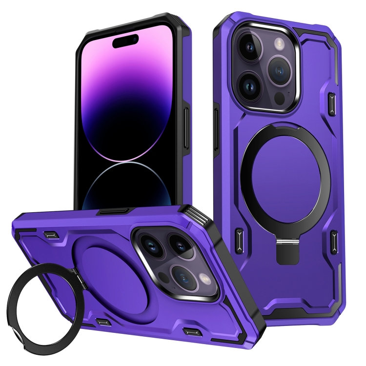 

For iPhone 14 Pro Patronus MagSafe Magnetic Holder Phone Case(Purple)