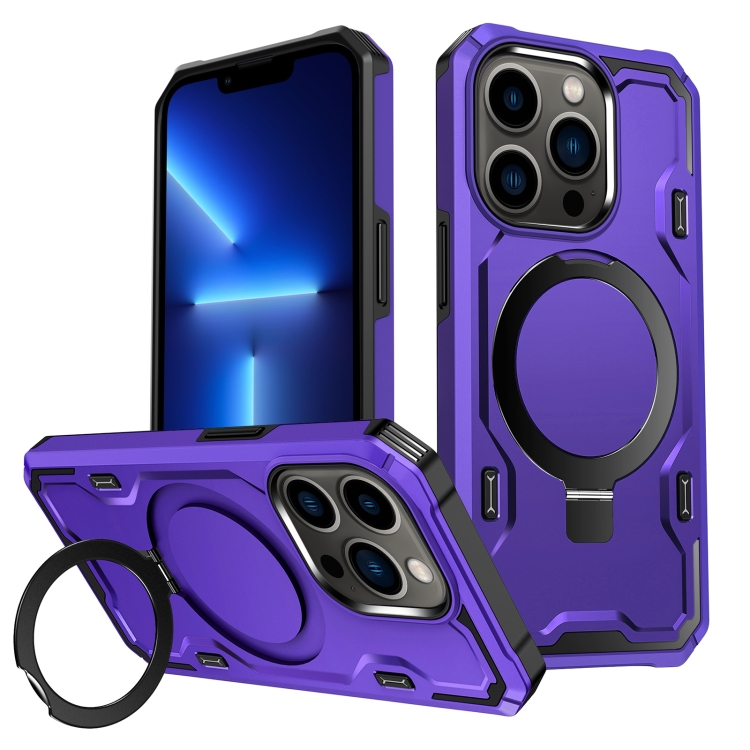 

For iPhone 13 Pro Patronus MagSafe Magnetic Holder Phone Case(Purple)