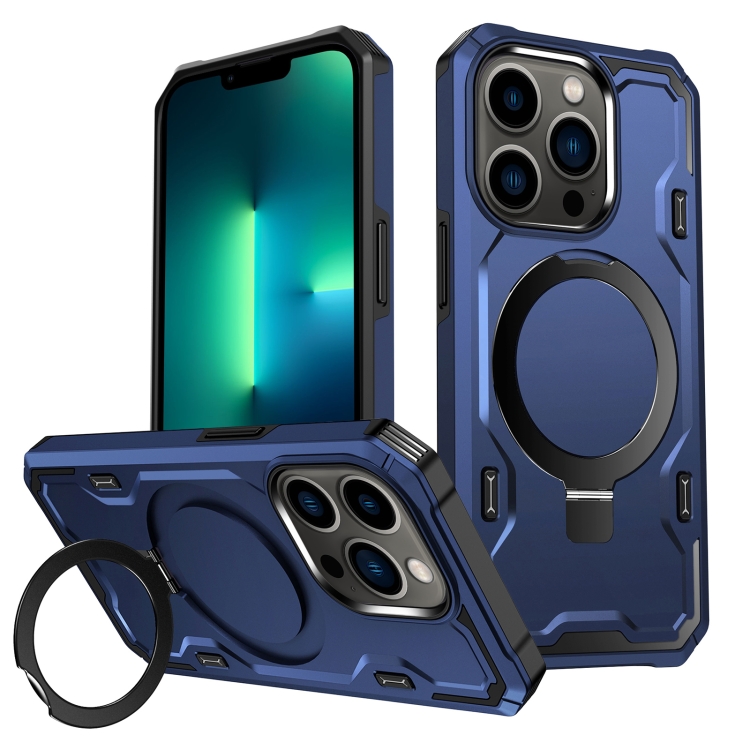 

For iPhone 13 Pro Max Patronus MagSafe Magnetic Holder Phone Case(Navy Blue)