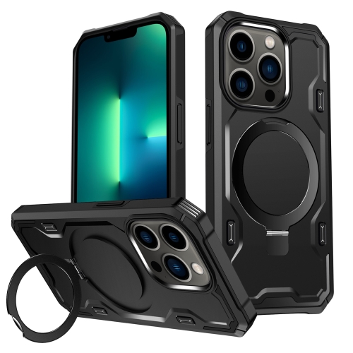 

For iPhone 13 Pro Max Patronus MagSafe Magnetic Holder Phone Case(Black)