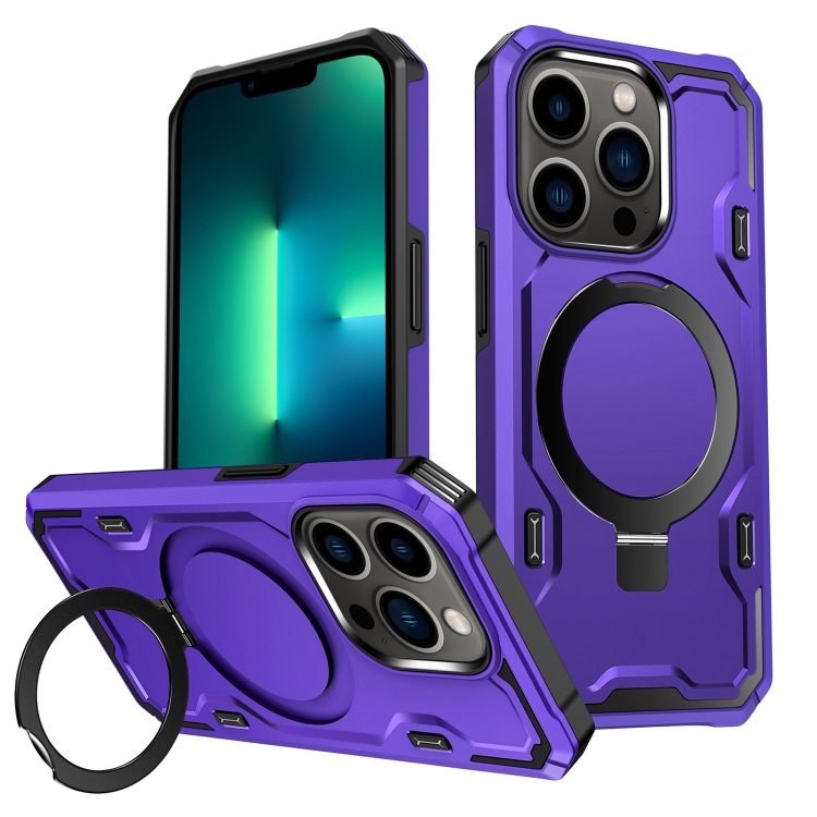 

For iPhone 13 Pro Max Patronus MagSafe Magnetic Holder Phone Case(Purple)