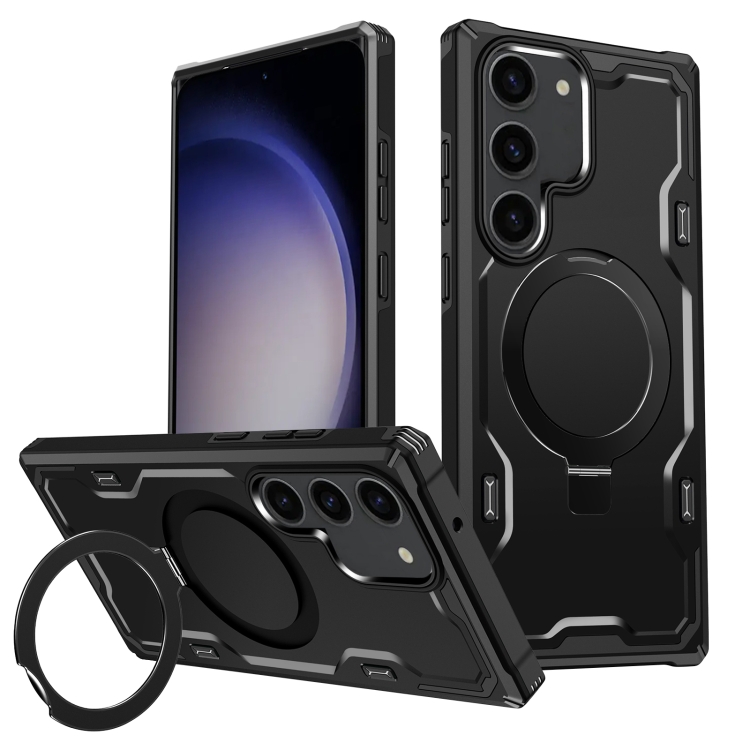 

For Samsung Galaxy S23 5G Patronus MagSafe Magnetic Holder Phone Case(Black)