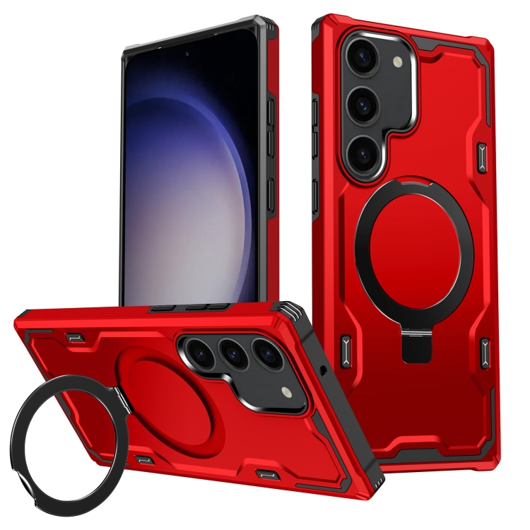 

For Samsung Galaxy S23 5G Patronus MagSafe Magnetic Holder Phone Case(Red)