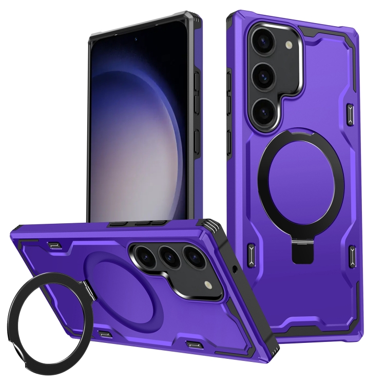 

For Samsung Galaxy S23 5G Patronus MagSafe Magnetic Holder Phone Case(Purple)